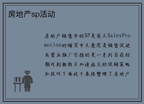 房地产sp活动